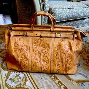 Large Hand Tooled LeatherTravel Bag